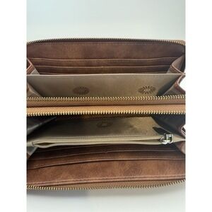 Brown‎ Faux Leather Wallet with Wristlet Strap & Card Slots
